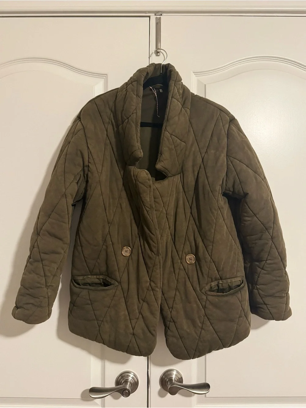 Free People Tawny Pillow Puffer Quilted Olive Green Washed Women's Jacket